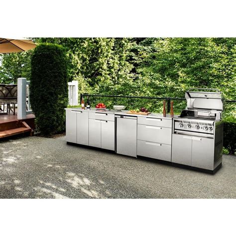 newage outdoor kitchen cabinet set in stainless steel with covers|new age products outdoor cabinets.